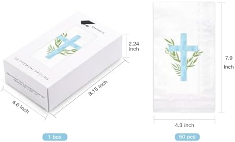 Servilletas de Papel Religiosas WRAPAHOLIC 50 Piezas - Toallas Desechables de 3 Capas con Cruz Azul para Baño, Primavera, Bautizo y Baby Shower - 4.3 - imagen 2