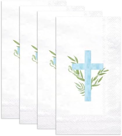 Servilletas de Papel Religiosas WRAPAHOLIC 50 Piezas - Toallas Desechables de 3 Capas con Cruz Azul para Baño, Primavera, Bautizo y Baby Shower - 4.3 - imagen 3