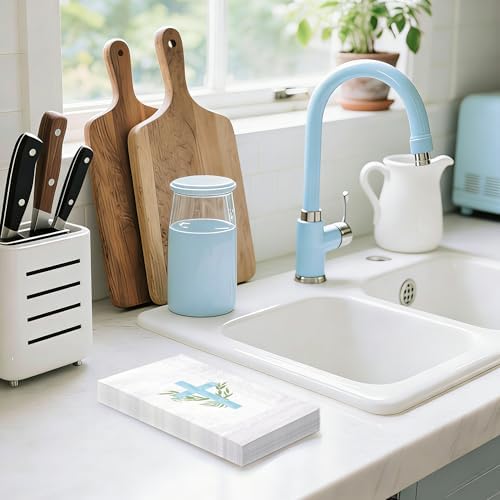 Servilletas de Papel Religiosas WRAPAHOLIC 50 Piezas - Toallas Desechables de 3 Capas con Cruz Azul para Baño, Primavera, Bautizo y Baby Shower - 4.3 - imagen 6