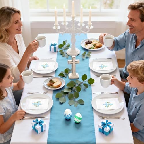Servilletas de Papel Religiosas WRAPAHOLIC 50 Piezas - Toallas Desechables de 3 Capas con Cruz Azul para Baño, Primavera, Bautizo y Baby Shower - 4.3 - imagen 7