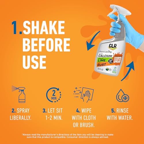 Removedor de Calcio, Cal y Óxido CLR Brands, 22 oz. en Botella Spray, Adhiere a Superficies Difíciles, Elimina Manchas de Óxido y Depósitos de Agua - imagen 6