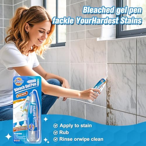 Bolígrafo Blanqueador para Ropa y Juntas, Gel Quitamanchas 4 en 1 con Punta Precisa y Cabeza de Cepillo, Limpiador Portátil para Ropa Blanca, - imagen 5