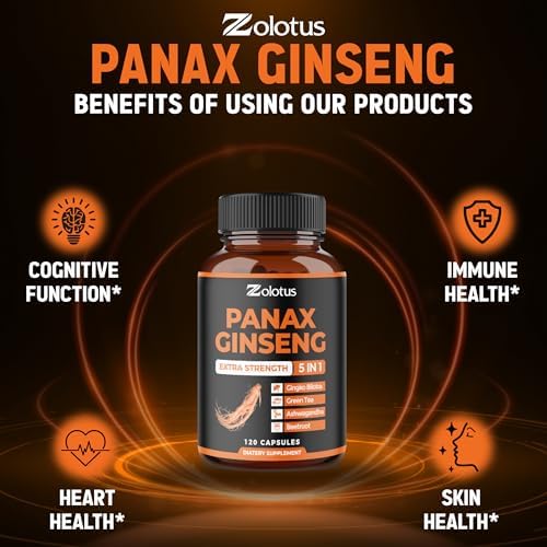 Zolotus Ginseng Rojo Coreano + Ginkgo Biloba, Ashwagandha, Betabel, Té Verde - 120 Cápsulas, Suministro para 2 Meses - imagen 7