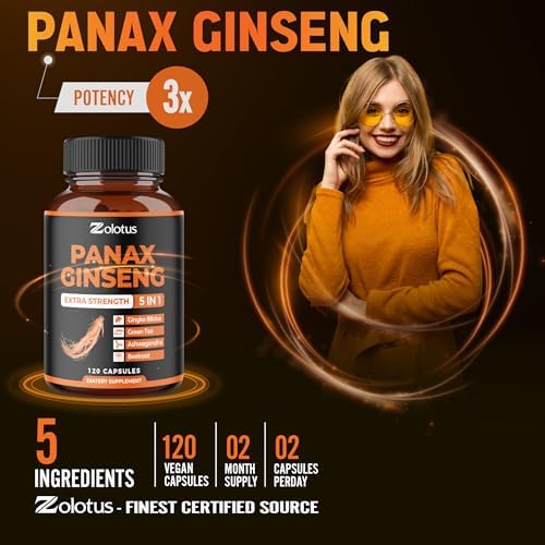 Zolotus Ginseng Rojo Coreano + Ginkgo Biloba, Ashwagandha, Betabel, Té Verde - 120 Cápsulas, Suministro para 2 Meses - imagen 8