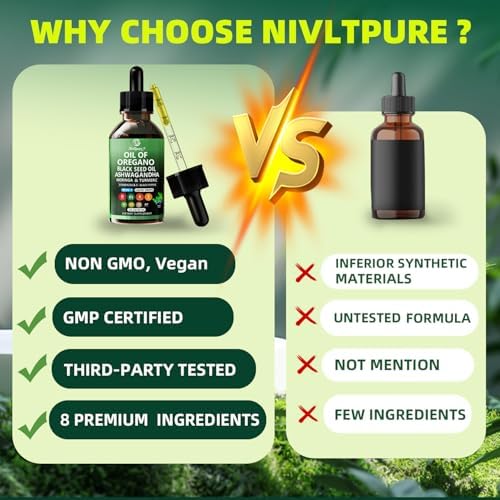 Aceite de Orégano con Aceite de Semilla Negra | 8 en 1 Gotas Orgánicas de Orégano con Ashwagandha, Moringa y Cúrcuma | Suplementos Herbales Naturales - imagen 6