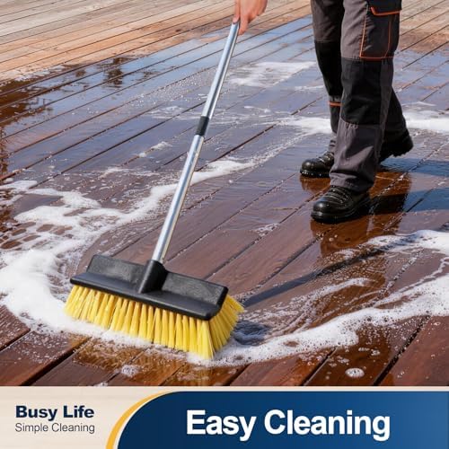 Cepillo de Piso Yocada con Mango Extensible de 4 Secciones, Cerdas Suaves y Medias, Antideslizante para Limpiar Decks, Patios, Baños y Garajes - - imagen 2