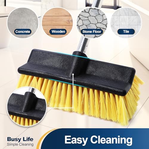 Cepillo de Piso Yocada con Mango Extensible de 4 Secciones, Cerdas Suaves y Medias, Antideslizante para Limpiar Decks, Patios, Baños y Garajes - - imagen 3