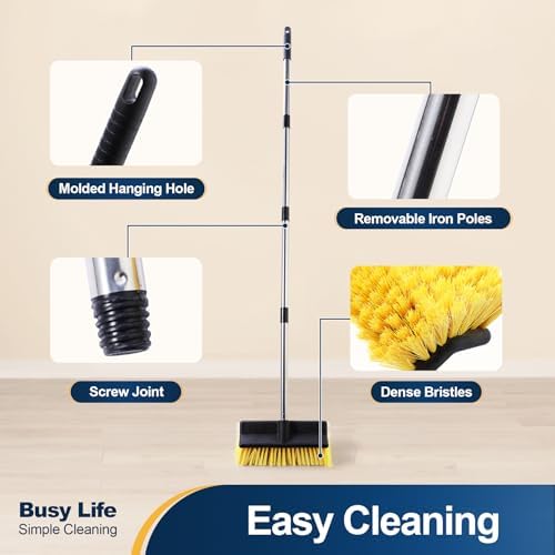 Cepillo de Piso Yocada con Mango Extensible de 4 Secciones, Cerdas Suaves y Medias, Antideslizante para Limpiar Decks, Patios, Baños y Garajes - - imagen 4