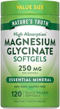 Magnesio Glicinato Nature's Truth 250mg | 120 Cápsulas Blandas | Suplemento Mineral de Alta Absorción | Sin OGM y Libre de Gluten - imagen 1