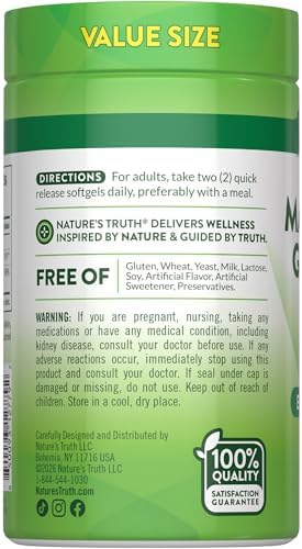 Magnesio Glicinato Nature's Truth 250mg | 120 Cápsulas Blandas | Suplemento Mineral de Alta Absorción | Sin OGM y Libre de Gluten - imagen 7