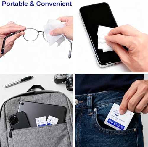 ARCHXX Toallitas de Limpieza para Lentes 400 Piezas, Incluye 1 Estuche Clip-On y Paños de Microfibra, Limpieza Prehumedecida para Gafas, Lentes de - imagen 5