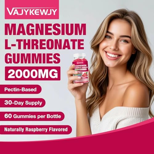 Gomitas de Magnesio L-Treonato - 2000mg para el Cerebro, Músculos y Sistema Nervioso. Sabor Frambuesa sin Azúcar, 60 Unidades para Niños y Adultos - imagen 5