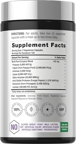 Horbäach Enzimas Digestivas Esenciales | 250 Cápsulas | Mezcla Potente de Enzimas para Hombres y Mujeres | Suplemento Sin OGM y Libre de Gluten - imagen 2