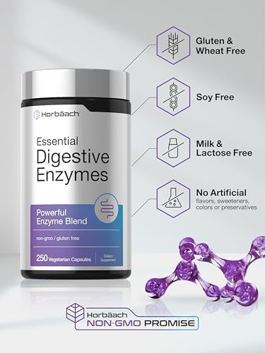 Horbäach Enzimas Digestivas Esenciales | 250 Cápsulas | Mezcla Potente de Enzimas para Hombres y Mujeres | Suplemento Sin OGM y Libre de Gluten - imagen 5