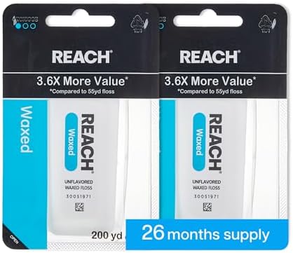 Hilo Dental Cerado REACH, Sin Sabor, 3.6X Más Valor, Eliminador de Placa, Resistente a Desgarros, Fácil de Usar, Cuidado Oral, Libre de PFAS, 2 - imagen 1