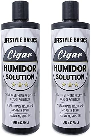 Solución para Humidor 16 oz (Paquete de 2) - Líquido Humidificador - Fórmula Premium de Propilenglicol PG - 70% HR - Seguro y No Tóxico - imagen 1
