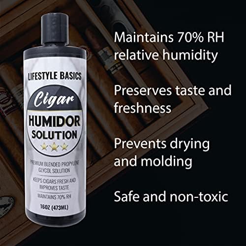 Solución para Humidor 16 oz (Paquete de 2) - Líquido Humidificador - Fórmula Premium de Propilenglicol PG - 70% HR - Seguro y No Tóxico - imagen 2