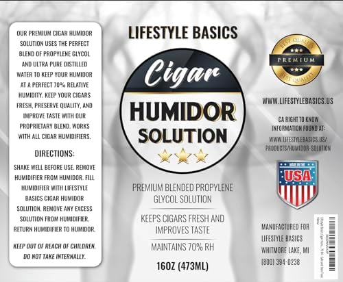Solución para Humidor 16 oz (Paquete de 2) - Líquido Humidificador - Fórmula Premium de Propilenglicol PG - 70% HR - Seguro y No Tóxico - imagen 5