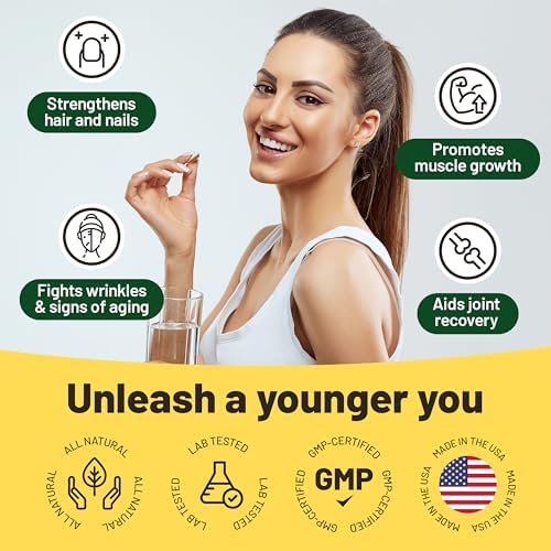 Suplementos de Colágeno Vegano con Biotina para Cabello, Piel, Uñas y Articulaciones - Suministro para 2 Meses. Colágeno Vegetal Libre de Crueldad, - imagen 3