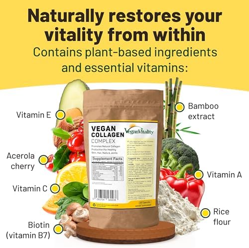 Suplementos de Colágeno Vegano con Biotina para Cabello, Piel, Uñas y Articulaciones - Suministro para 2 Meses. Colágeno Vegetal Libre de Crueldad, - imagen 5