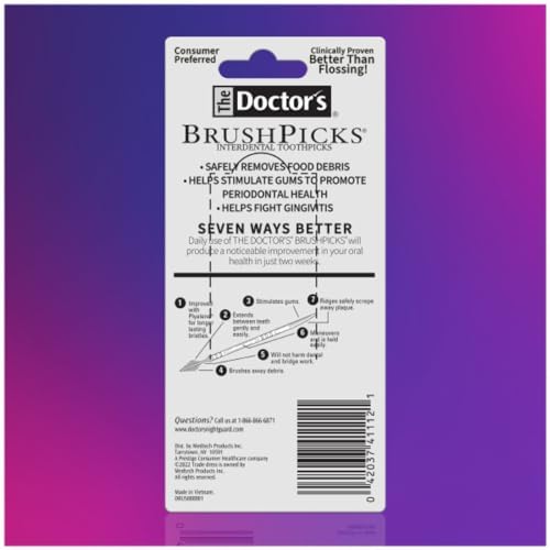 Palillos Interdentales The Doctor's BrushPicks, Palillos de Goma Suave para Limpieza Dental, Eliminación de Placa, Cuidado de Encías, Mango - imagen 8