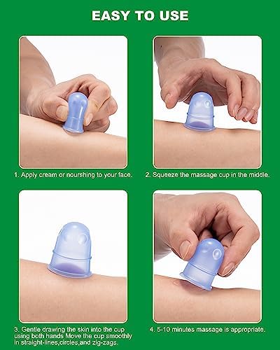 Sets de Terapia de Ventosas SHKIBY de Silicón (Kit de 6 Piezas) - Incluye 2 Copas de Succión Facial, Masajeador Anticelulitis - Ventosas para - imagen 8