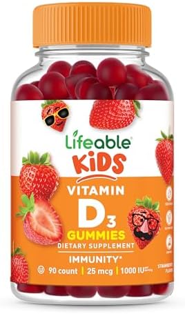 Gomitas de Vitamina D para Niños Lifeable | Vitamina D3 1000iu | Deliciosas Gomitas para Huesos Fuertes y Apoyo Inmunológico | 90 Gomitas - imagen 1