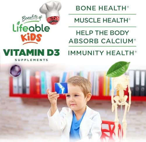 Gomitas de Vitamina D para Niños Lifeable | Vitamina D3 1000iu | Deliciosas Gomitas para Huesos Fuertes y Apoyo Inmunológico | 90 Gomitas - imagen 3