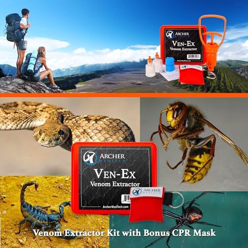 Kit de extracción de veneno Archer MedTech Ven-Ex para mordeduras de serpiente y picaduras de abeja – Extractor portátil para humanos y perros, - imagen 3