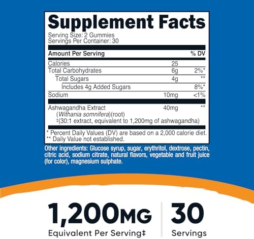 Gomitas de Extracto de Ashwagandha Nutricost (Sabor Berries Mixtas) 60 gomitas, 30 porciones, vegetarianas, sin OGM y sin gluten - imagen 2