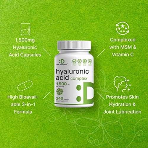 Suplemento DEAL Complejo de Ácido Hialurónico 1,500mg – 240 Cápsulas, con MSM y Vitamina C - imagen 4
