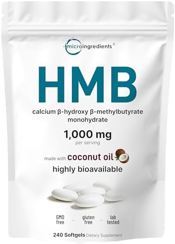 HMB 1,000mg | 240 Cápsulas Blandas con Aceite de Coco | Suplemento Bioavailable | HMB para Hombres y Mujeres | Apoya Masa Muscular Magra y - imagen 1
