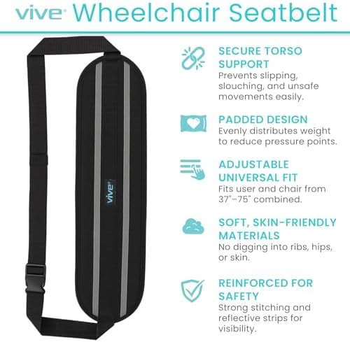 Cinturón de Seguridad Vive para Silla de Ruedas - Arnés Ajustable para Adultos - Prevención de Caídas para Personas Mayores, Embarazadas y Paralizadas - imagen 2
