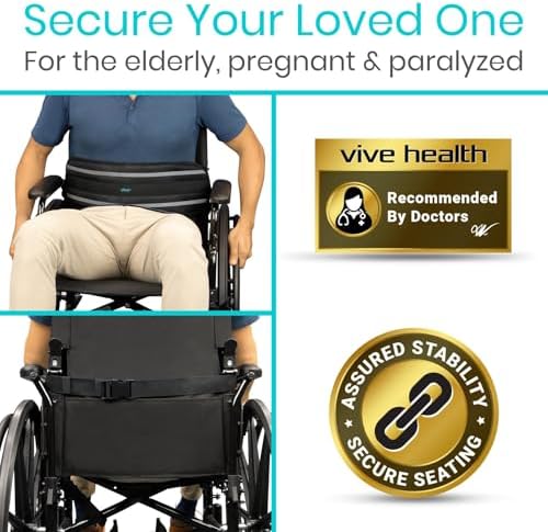 Cinturón de Seguridad Vive para Silla de Ruedas - Arnés Ajustable para Adultos - Prevención de Caídas para Personas Mayores, Embarazadas y Paralizadas - imagen 3