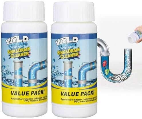 Limpiador en Polvo Wild Tornado para Desagües y Lavabos - Agente Limpiador Espumoso Rápido para Cocina, Baño y Tuberías (2 piezas) - imagen 1