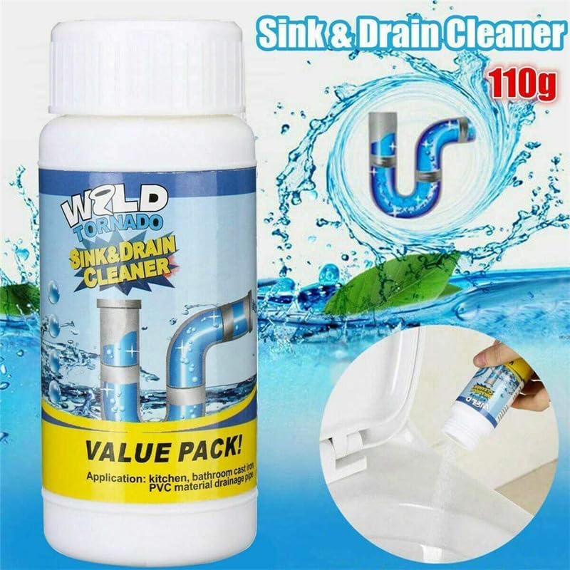Limpiador en Polvo Wild Tornado para Desagües y Lavabos - Agente Limpiador Espumoso Rápido para Cocina, Baño y Tuberías (2 piezas) - imagen 2