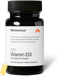 Suplemento de Vitamina D3 Momentous - Cápsulas de 2,000 IU para Salud Fundamental - Certificado NSF para Deporte - Sin Gluten - 60 Porciones - imagen 1