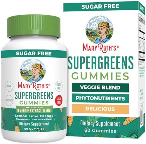 MaryRuth's Super Greens | Gomas Veganas Sin Azúcar con Quercetina Natural | Espirulina, Raíz de Brócoli y Hoja de Kale | 60 Unidades para Adultos y - imagen 1