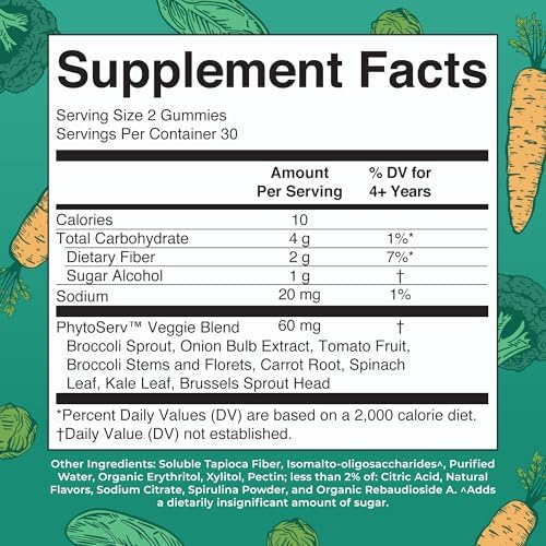 MaryRuth's Super Greens | Gomas Veganas Sin Azúcar con Quercetina Natural | Espirulina, Raíz de Brócoli y Hoja de Kale | 60 Unidades para Adultos y - imagen 2