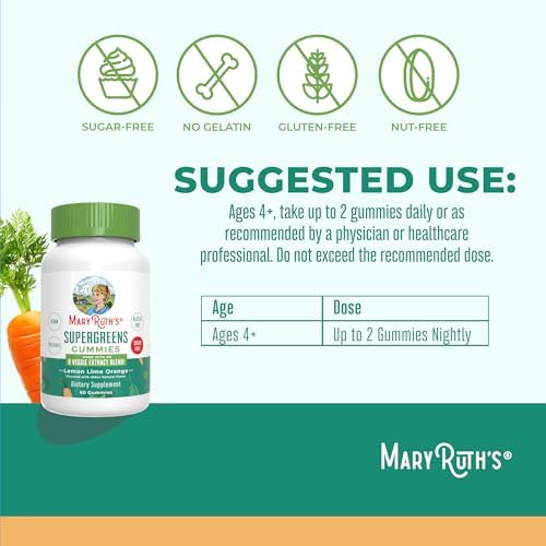 MaryRuth's Super Greens | Gomas Veganas Sin Azúcar con Quercetina Natural | Espirulina, Raíz de Brócoli y Hoja de Kale | 60 Unidades para Adultos y - imagen 3