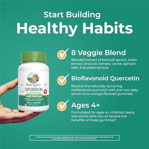 MaryRuth's Super Greens | Gomas Veganas Sin Azúcar con Quercetina Natural | Espirulina, Raíz de Brócoli y Hoja de Kale | 60 Unidades para Adultos y - imagen 6