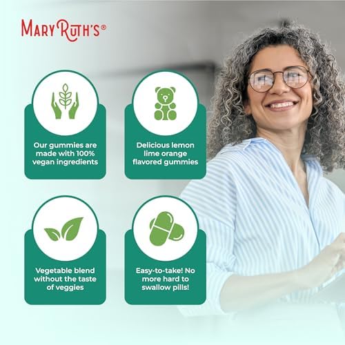 MaryRuth's Super Greens | Gomas Veganas Sin Azúcar con Quercetina Natural | Espirulina, Raíz de Brócoli y Hoja de Kale | 60 Unidades para Adultos y - imagen 7