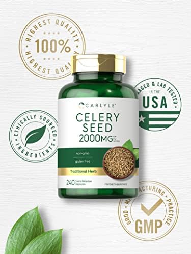 Cápsulas de Extracto de Semilla de Apio Carlyle | 240 Contenido | Suplemento Herbáceo Tradicional | Fórmula Sin OGM y Libre de Gluten - imagen 5