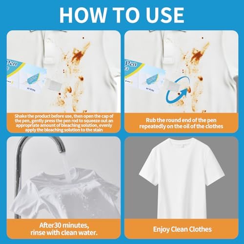 Bolígrafo de blanqueo, Bolígrafo quitamanchas para ropa, Limpiador instantáneo de manchas para ropa, portátil y fácil de usar (1 paquete) - imagen 4