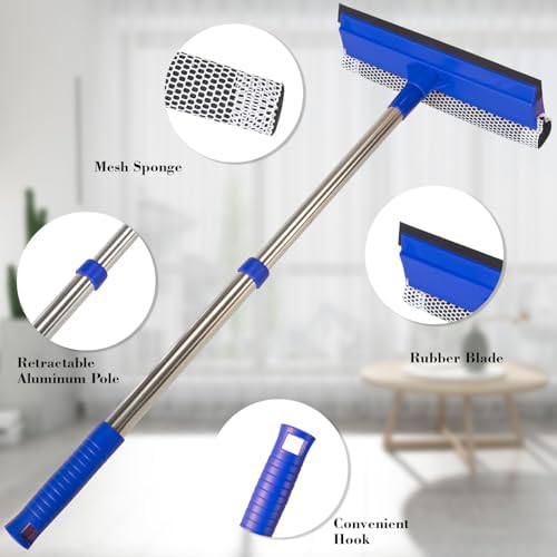 Limpiaparabrisas 2 en 1 con Mango Retráctil de Acero Inoxidable de 15.7-27.5, Herramienta de Limpieza para Autos, Camiones, Ventanas y Puertas de - imagen 2