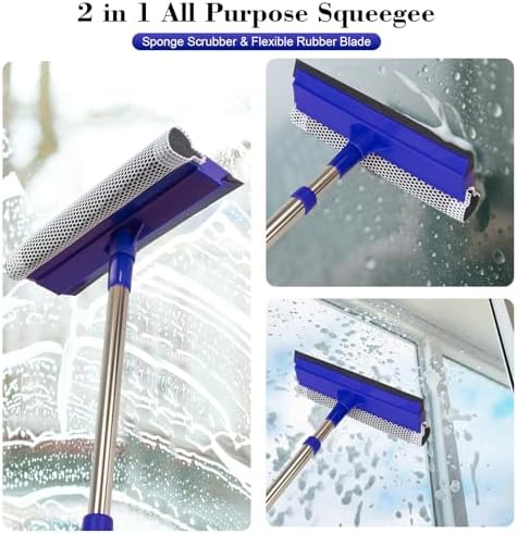 Limpiaparabrisas 2 en 1 con Mango Retráctil de Acero Inoxidable de 15.7-27.5, Herramienta de Limpieza para Autos, Camiones, Ventanas y Puertas de - imagen 6