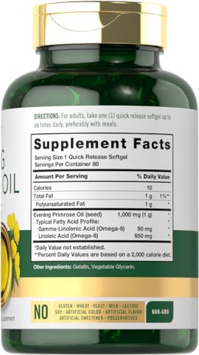 Suplemento de Aceite de Onagra Carlyle 1000mg | 80 Cápsulas Blandas | Sin OGM y Libre de Gluten - imagen 2
