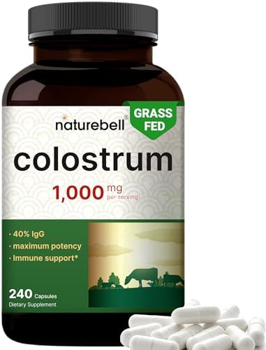 Suplemento de Colostro Bovino NatureBell 1,000mg por Porción, 240 Cápsulas | 40% IgG en Polvo para Salud Digestiva, Piel, Cabello y Soporte - imagen 1