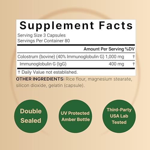 Suplemento de Colostro Bovino NatureBell 1,000mg por Porción, 240 Cápsulas | 40% IgG en Polvo para Salud Digestiva, Piel, Cabello y Soporte - imagen 2