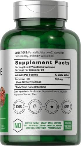 Suplemento de Berberina HCL Horbaach | 500mg | 120 Cápsulas | Extracto de Agracejo | Grado Terapéutico | Vegetariano, No Transgénico, Sin Gluten - imagen 2